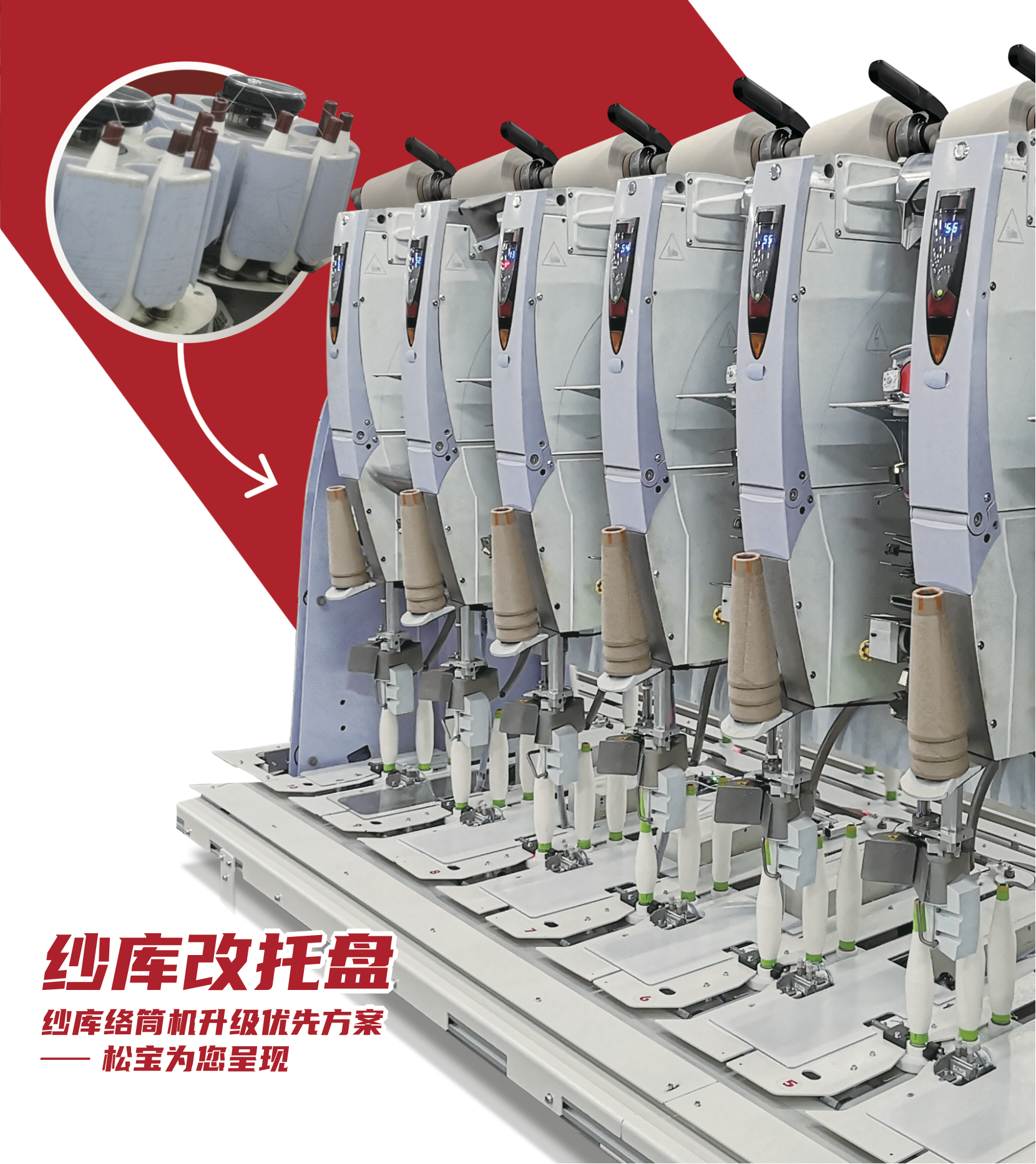 纱库络筒改托盘式